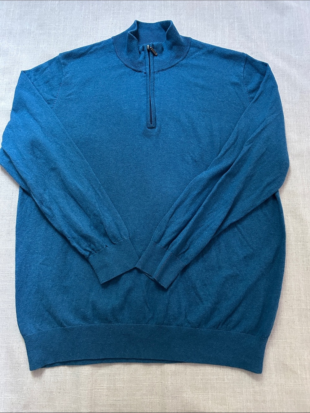 L.L. Bean Cotton/Cashmere Blend Quarter-Zip Sweater Men's Royal Blue XL Regular